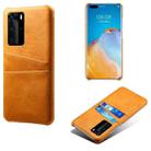 For Huawei P40 Pro Calf Texture PC + PU Leather Back Cover Shockproof Case with Dual Card Slots(Orange) - 1