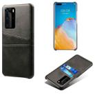 For Huawei P40 Pro Calf Texture PC + PU Leather Back Cover Shockproof Case with Dual Card Slots(Black) - 1