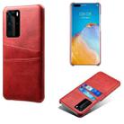 For Huawei P40 Pro Calf Texture PC + PU Leather Back Cover Shockproof Case with Dual Card Slots(Red) - 1