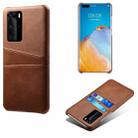 For Huawei P40 Pro Calf Texture PC + PU Leather Back Cover Shockproof Case with Dual Card Slots(Brown) - 1