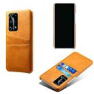 For Huawei P40 Pro+ Calf Texture PC + PU Leather Back Cover Shockproof Case with Dual Card Slots(Orange) - 1