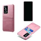 For Huawei P40 Pro+ Calf Texture PC + PU Leather Back Cover Shockproof Case with Dual Card Slots(Pink) - 1