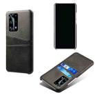 For Huawei P40 Pro+ Calf Texture PC + PU Leather Back Cover Shockproof Case with Dual Card Slots(Black) - 1