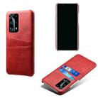 For Huawei P40 Pro+ Calf Texture PC + PU Leather Back Cover Shockproof Case with Dual Card Slots(Red) - 1