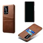 For Huawei P40 Pro+ Calf Texture PC + PU Leather Back Cover Shockproof Case with Dual Card Slots(Brown) - 1