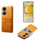 For Huawei P50 Calf Texture PC + PU Leather Back Cover Shockproof Case with Dual Card Slots(Orange) - 1