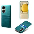 For Huawei P50 Calf Texture PC + PU Leather Back Cover Shockproof Case with Dual Card Slots(Green) - 1