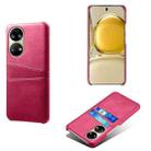 For Huawei P50 Calf Texture PC + PU Leather Back Cover Shockproof Case with Dual Card Slots(Rose Red) - 1