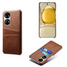 For Huawei P50 Calf Texture PC + PU Leather Back Cover Shockproof Case with Dual Card Slots(Brown) - 1