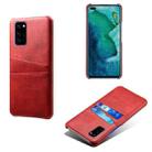 For Honor V30 Calf Texture PC + PU Leather Back Cover Shockproof Case with Dual Card Slots(Red) - 1