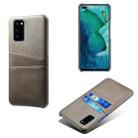 For Honor V30 Calf Texture PC + PU Leather Back Cover Shockproof Case with Dual Card Slots(Grey) - 1