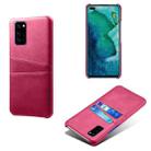 For Honor V30 Calf Texture PC + PU Leather Back Cover Shockproof Case with Dual Card Slots(Rose Red) - 1