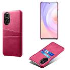 For Honor 50 SE Calf Texture PC + PU Leather Back Cover Shockproof Case with Dual Card Slots(Rose Red) - 1