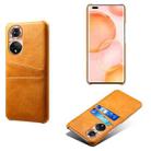 For Honor 50 Pro Calf Texture PC + PU Leather Back Cover Shockproof Case with Dual Card Slots(Orange) - 1