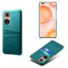 For Honor 50 Pro Calf Texture PC + PU Leather Back Cover Shockproof Case with Dual Card Slots(Green) - 1