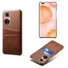 For Honor 50 Pro Calf Texture PC + PU Leather Back Cover Shockproof Case with Dual Card Slots(Brown) - 1