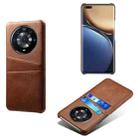 For Honor Magic3 Pro Calf Texture PC + PU Leather Back Cover Shockproof Case with Dual Card Slots(Brown) - 1