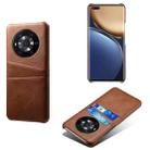 For Honor Magic3 Calf Texture PC + PU Leather Back Cover Shockproof Case with Dual Card Slots(Brown) - 1