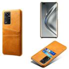 For Honor V40 5G Calf Texture PC + PU Leather Back Cover Shockproof Case with Dual Card Slots(Orange) - 1