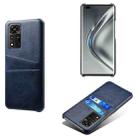 For Honor V40 5G Calf Texture PC + PU Leather Back Cover Shockproof Case with Dual Card Slots(Blue) - 1