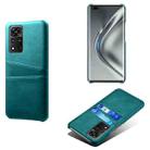 For Honor V40 5G Calf Texture PC + PU Leather Back Cover Shockproof Case with Dual Card Slots(Green) - 1