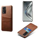 For Honor V40 5G Calf Texture PC + PU Leather Back Cover Shockproof Case with Dual Card Slots(Brown) - 1