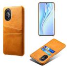 For Honor V40 Lite Calf Texture PC + PU Leather Back Cover Shockproof Case with Dual Card Slots(Orange) - 1