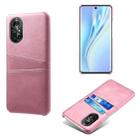 For Honor V40 Lite Calf Texture PC + PU Leather Back Cover Shockproof Case with Dual Card Slots(Pink) - 1