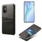 For Honor V40 Lite Calf Texture PC + PU Leather Back Cover Shockproof Case with Dual Card Slots(Black) - 1