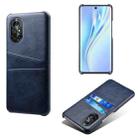 For Honor V40 Lite Calf Texture PC + PU Leather Back Cover Shockproof Case with Dual Card Slots(Blue) - 1