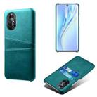 For Honor V40 Lite Calf Texture PC + PU Leather Back Cover Shockproof Case with Dual Card Slots(Green) - 1