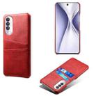 For Honor X20 SE Calf Texture PC + PU Leather Back Cover Shockproof Case with Dual Card Slots(Red) - 1