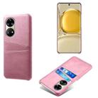 For Huawei P50 Pro Calf Texture PC + PU Leather Back Cover Shockproof Case with Dual Card Slots(Pink) - 1