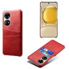 For Huawei P50 Pro Calf Texture PC + PU Leather Back Cover Shockproof Case with Dual Card Slots(Red) - 1