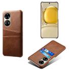 For Huawei P50 Pro Calf Texture PC + PU Leather Back Cover Shockproof Case with Dual Card Slots(Brown) - 1