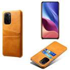 For Xiaomi Redmi K40 Calf Texture PC + PU Leather Back Cover Shockproof Case with Dual Card Slots(Orange) - 1