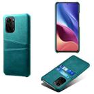 For Xiaomi Redmi K40 Calf Texture PC + PU Leather Back Cover Shockproof Case with Dual Card Slots(Green) - 1