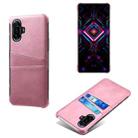 For Xiaomi Redmi K40 Gaming Calf Texture PC + PU Leather Back Cover Shockproof Case with Dual Card Slots(Pink) - 1