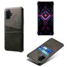 For Xiaomi Redmi K40 Gaming Calf Texture PC + PU Leather Back Cover Shockproof Case with Dual Card Slots(Black) - 1