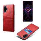 For Xiaomi Redmi K40 Gaming Calf Texture PC + PU Leather Back Cover Shockproof Case with Dual Card Slots(Red) - 1