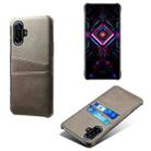 For Xiaomi Redmi K40 Gaming Calf Texture PC + PU Leather Back Cover Shockproof Case with Dual Card Slots(Grey) - 1