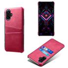 For Xiaomi Redmi K40 Gaming Calf Texture PC + PU Leather Back Cover Shockproof Case with Dual Card Slots(Rose Red) - 1