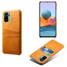 For Xiaomi Redmi Note 10 4G Calf Texture PC + PU Leather Back Cover Shockproof Case with Dual Card Slots(Orange) - 1