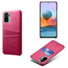 For Xiaomi Redmi Note 10 4G Calf Texture PC + PU Leather Back Cover Shockproof Case with Dual Card Slots(Rose Red) - 1