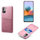 For Xiaomi Redmi Note 10 5G Calf Texture PC + PU Leather Back Cover Shockproof Case with Dual Card Slots(Pink) - 1