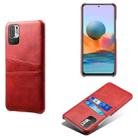 For Xiaomi Redmi Note 10 5G Calf Texture PC + PU Leather Back Cover Shockproof Case with Dual Card Slots(Red) - 1