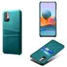 For Xiaomi Redmi Note 10 5G Calf Texture PC + PU Leather Back Cover Shockproof Case with Dual Card Slots(Green) - 1