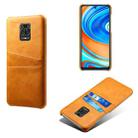 For Xiaomi Redmi Note 9 Pro Calf Texture PC + PU Leather Back Cover Shockproof Case with Dual Card Slots(Orange) - 1