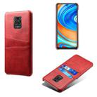 For Xiaomi Redmi Note 9 Pro Calf Texture PC + PU Leather Back Cover Shockproof Case with Dual Card Slots(Red) - 1