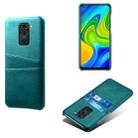 For Xiaomi Redmi Note 9 Calf Texture PC + PU Leather Back Cover Shockproof Case with Dual Card Slots(Green) - 1